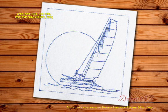 Catamaran Boat Redwork Embroidery Design Review